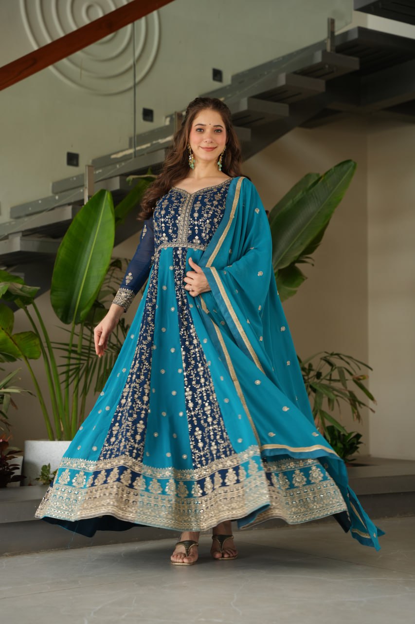 Luxury Zari & Sequins Embroidered Gowns & Dressess & Dresses with Dupatta
