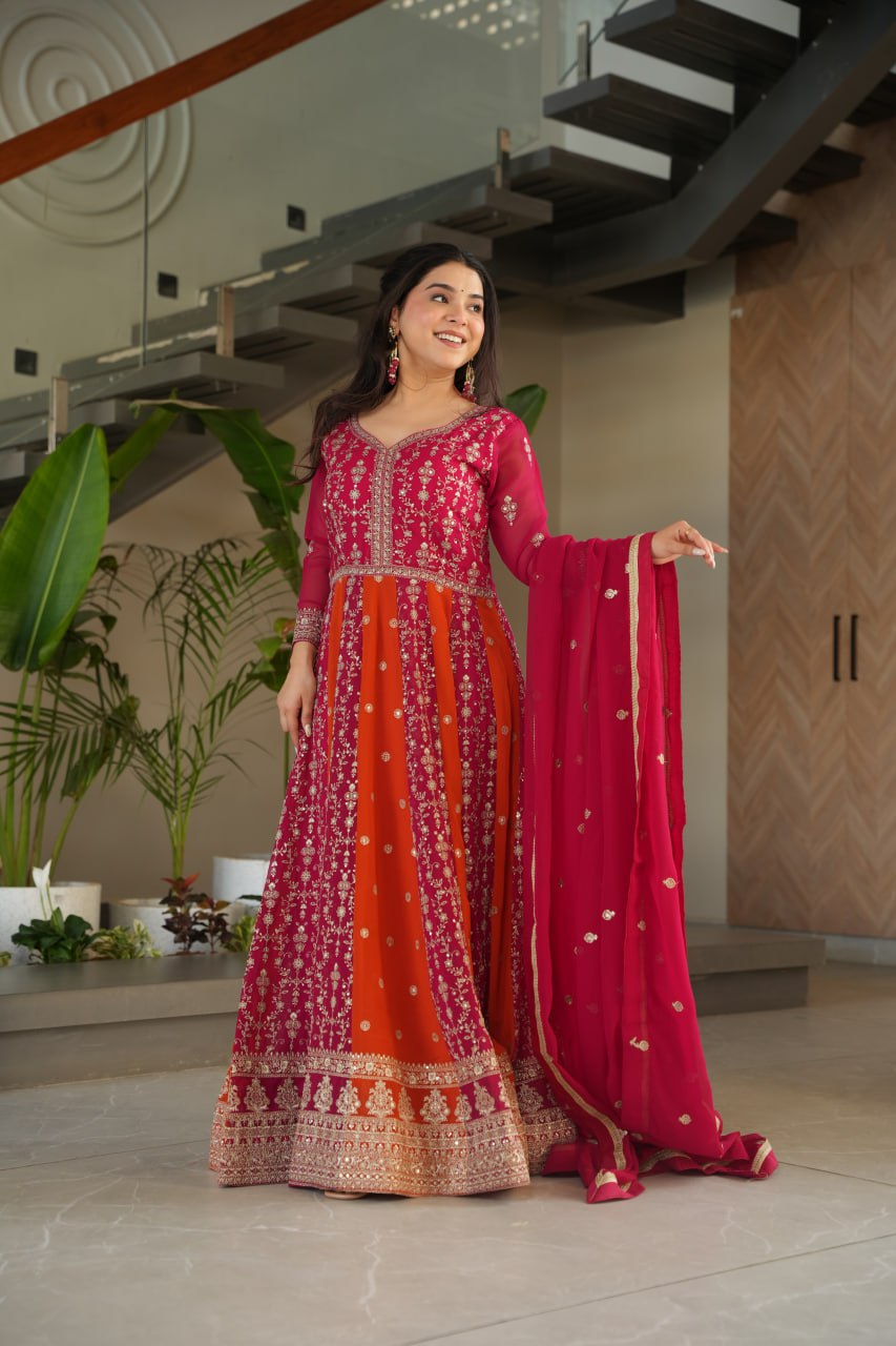 Luxury Zari & Sequins Embroidered Gowns & Dressess & Dresses with Dupatta