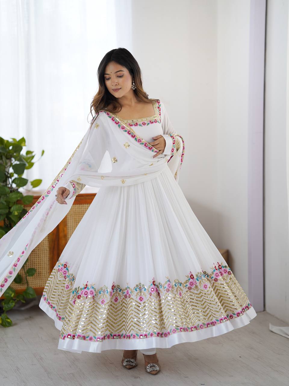 Heavy Georgette Embroidered Party Wear Gowns & Dressess & Dresses with Dupatta