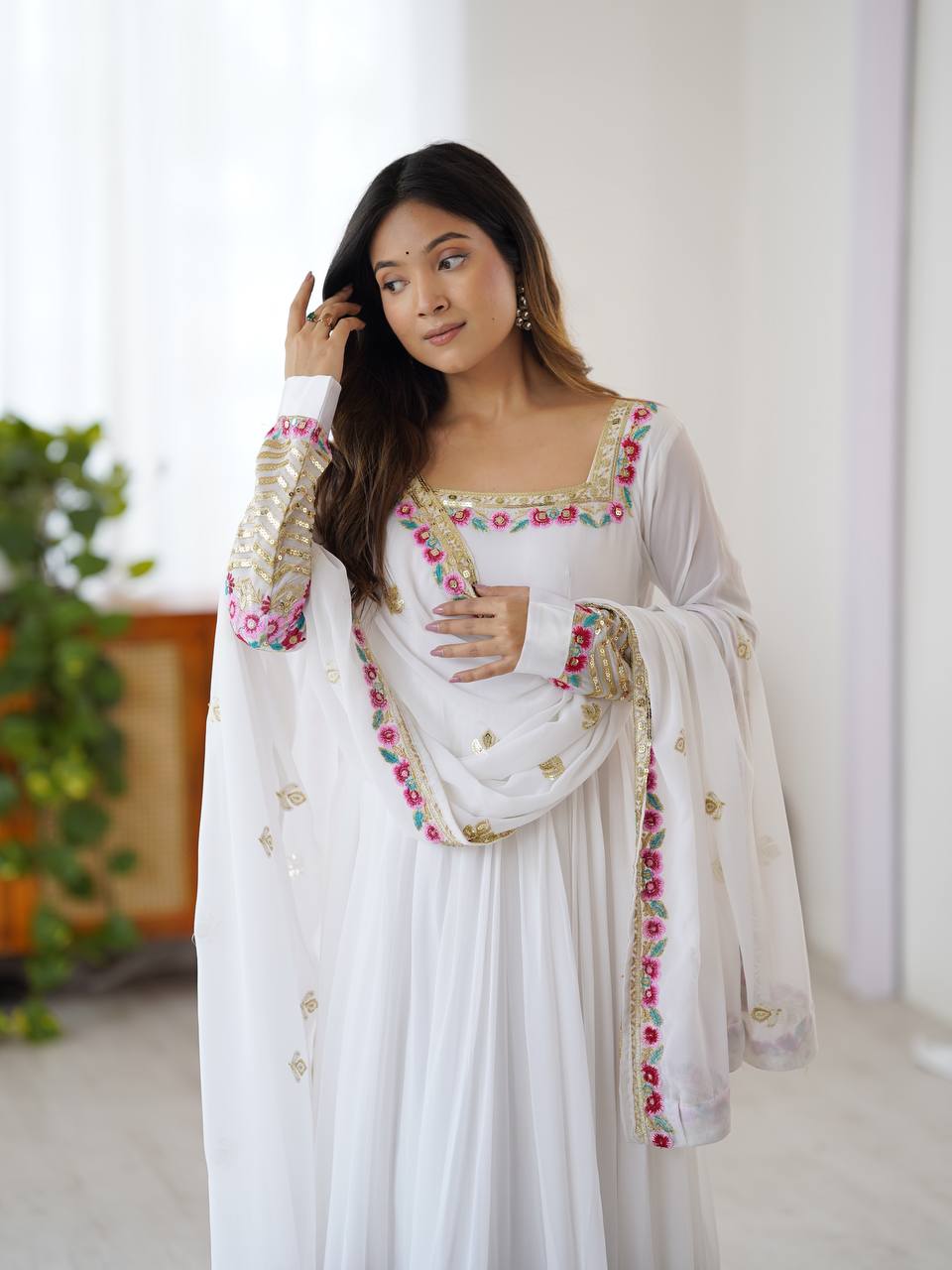 Heavy Georgette Embroidered Party Wear Gowns & Dressess & Dresses with Dupatta