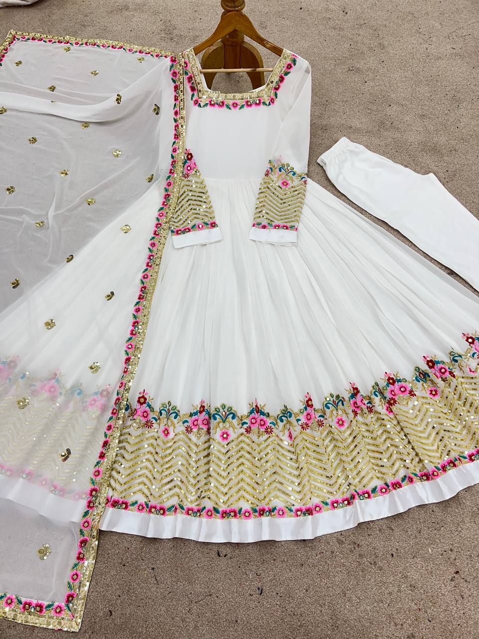 Heavy Georgette Embroidered Party Wear Gowns & Dressess & Dresses with Dupatta