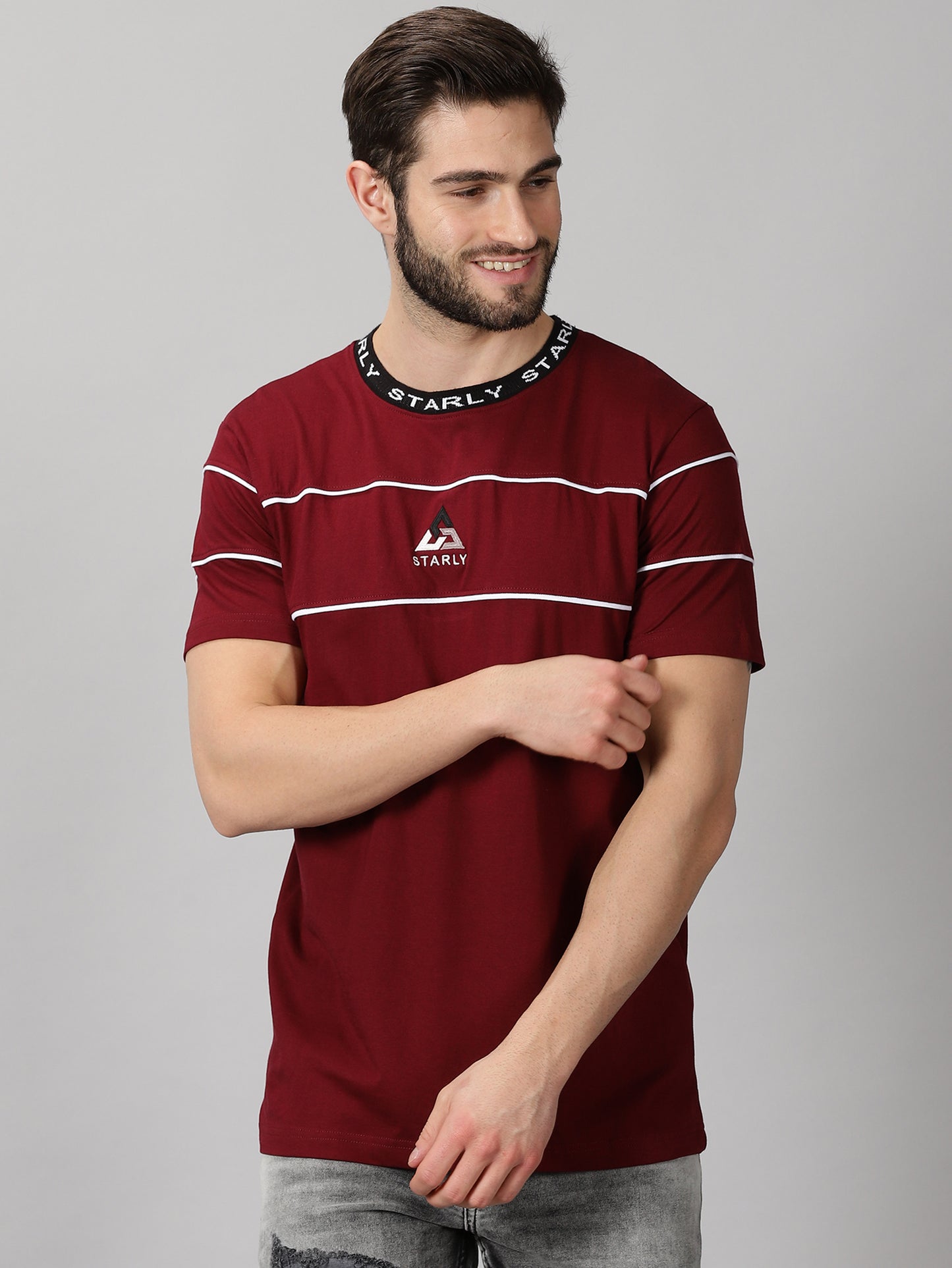 Piping Maroon T-Shirt