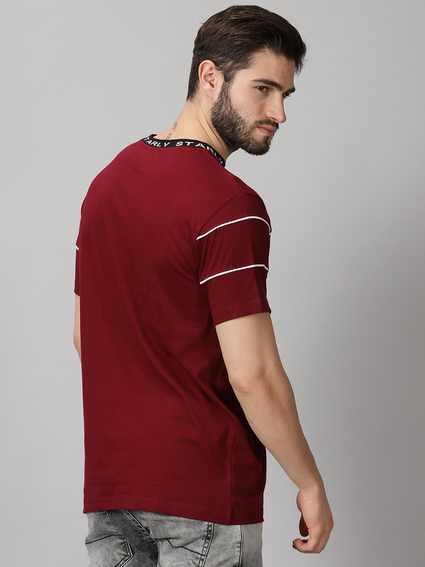 Piping Maroon T-Shirt