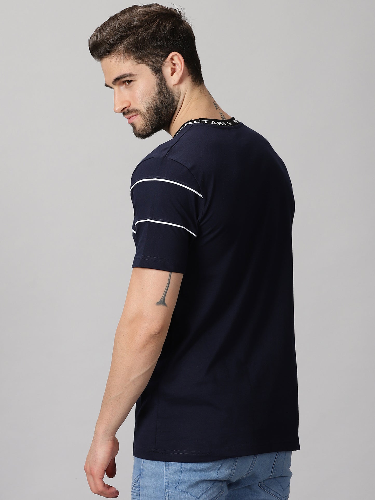 Piping Navy-Blue T-Shirt