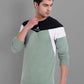 Men C-Green-Coloured Colourblocked Cotton Sweatshirt