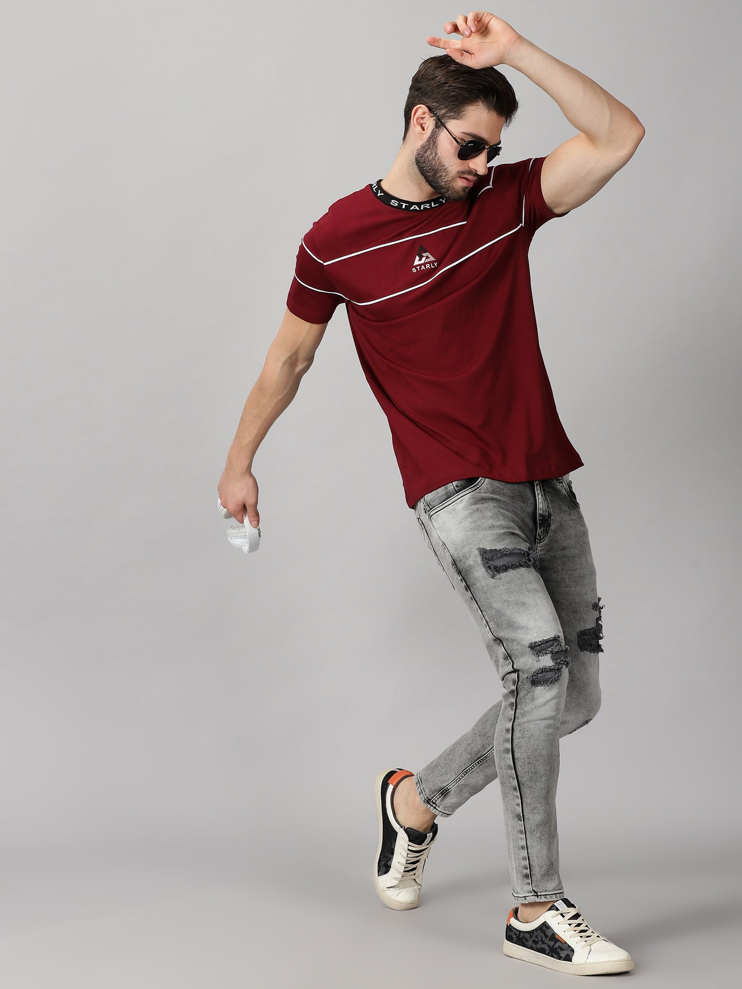 Piping Maroon T-Shirt