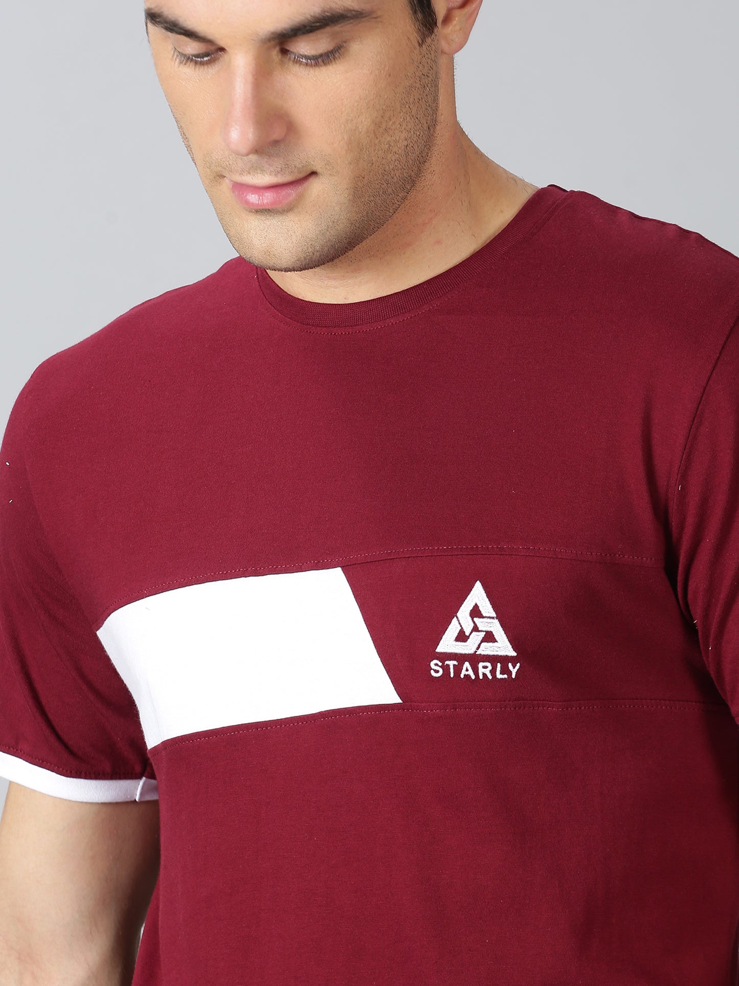 ColourBlocked T-Shirt: Maroon