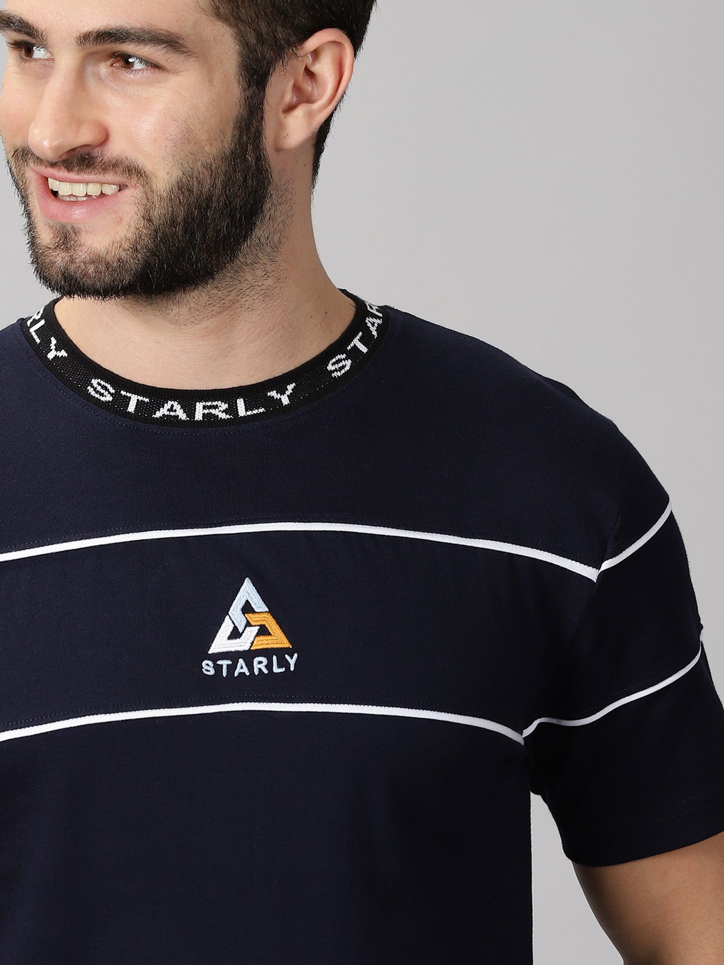Piping Navy-Blue T-Shirt