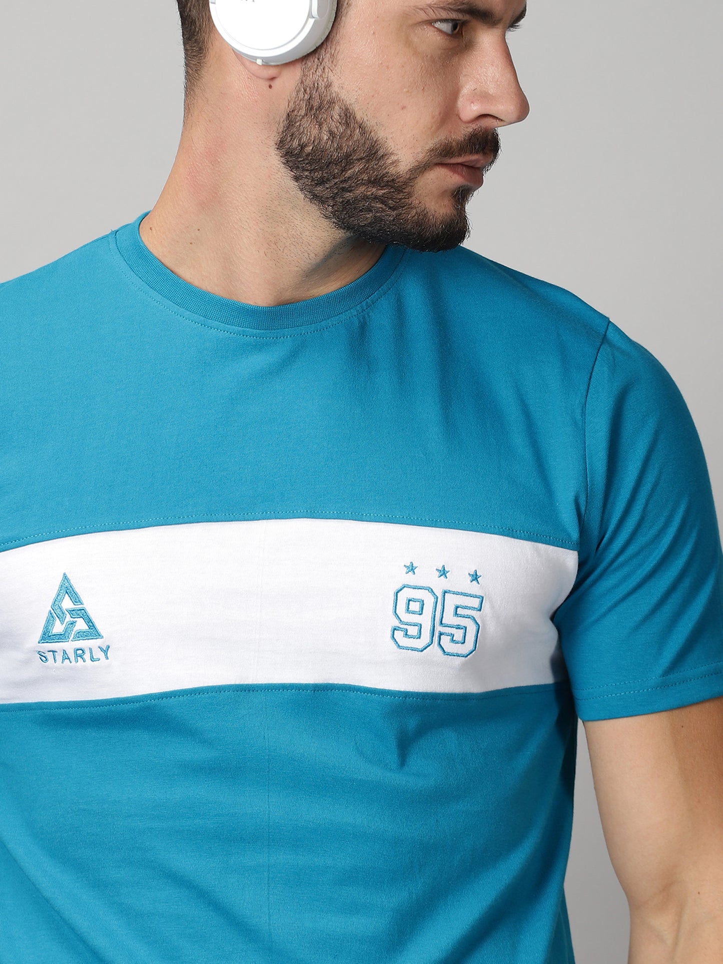 ColourBlocked T-Shirt: Aque Blue