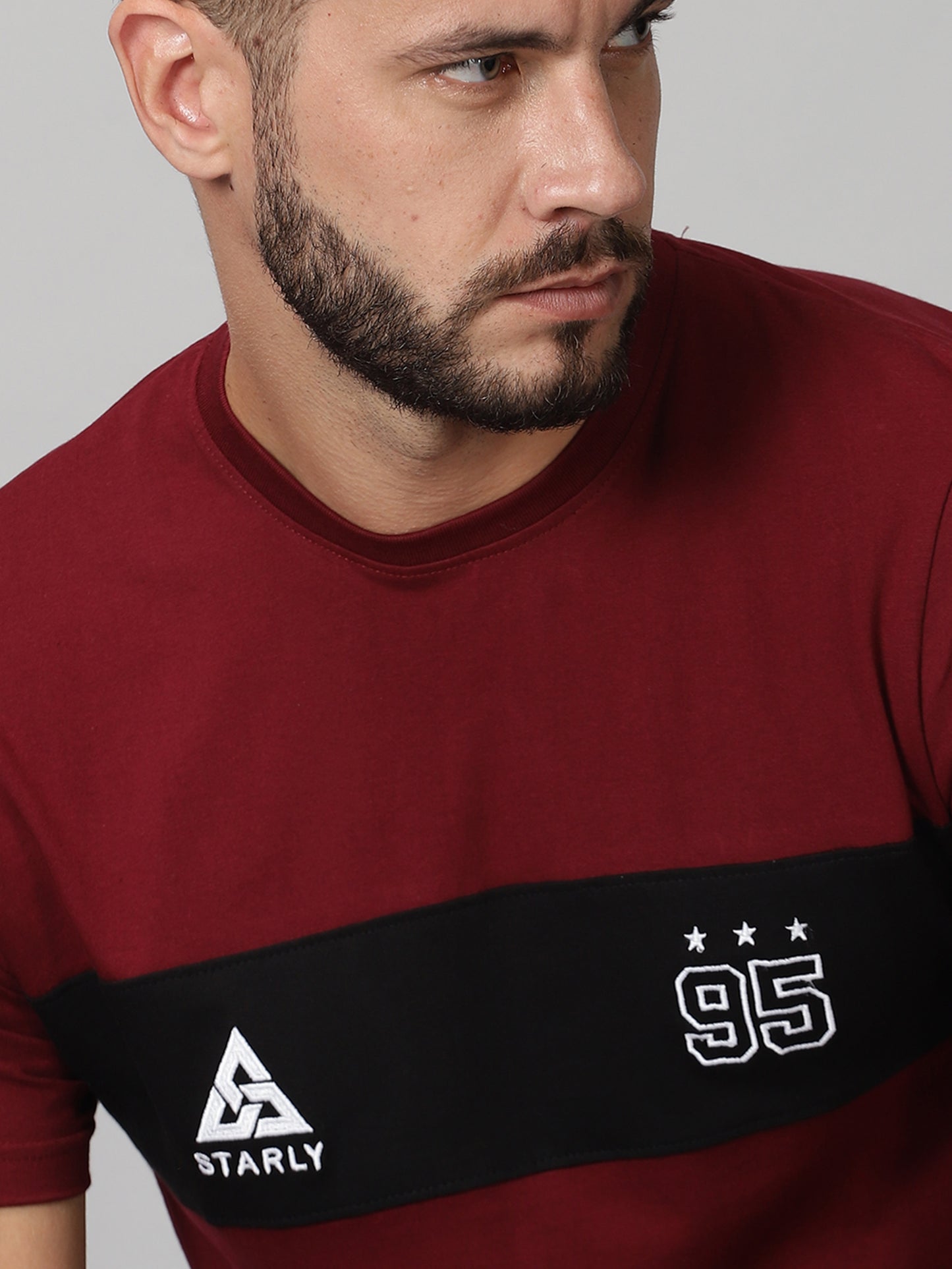 ColourBlocked T-Shirt: Maroon