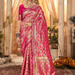 DARK PINK ZARI WORK BANARASI SAREE