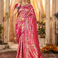 DARK PINK ZARI WORK BANARASI SAREE