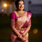 Peach Zari Woven  Kanjivaram Silk Saree
