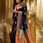 Blue Woven Kanjivaram Banarasi Jacquard Sari