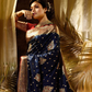 Blue Woven Kanjivaram Banarasi Jacquard Sari