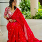 Glamorous Designer Saree in Jimmy Chu Fabric with Thread & Sequin Work
