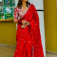 Glamorous Designer Saree in Jimmy Chu Fabric with Thread & Sequin Work