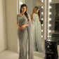 Grey Georgette made Saree with Heavy Sequence Embroidery Work
