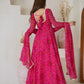 New Designer Bandhej Gowns & Dressess & Dresses Set – Pure Soft Chiffon Anarkali with Dupatta and Pant