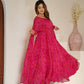 New Designer Bandhej Gowns & Dressess & Dresses Set – Pure Soft Chiffon Anarkali with Dupatta and Pant