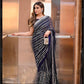 Black Georgette made Saree with Heavy Sequence Embroidery Work