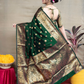 Banarasi Silk Saree in Dark Green
