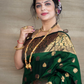 Banarasi Silk Saree in Dark Green