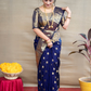 Navy Blue Banarasi Silk Saree