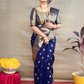 Navy Blue Banarasi Silk Saree