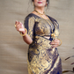 Navy Blue Banarasi Silk Saree