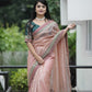 Peach Twil Net Designer Saree
