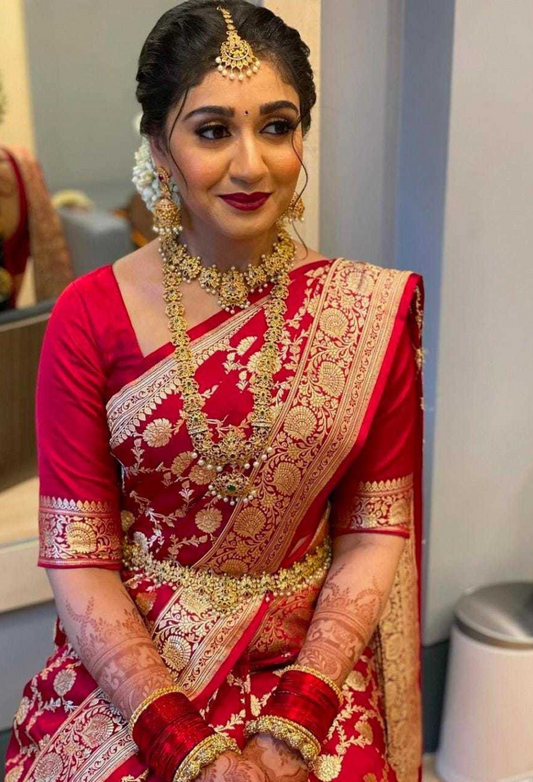 FLAM RED ZARI WORK BANARASI SILK SAREE