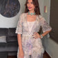 Citrus WHITE Draped plazo & PEARL work  Blouse with Cape