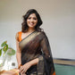 Kala Black-Orange Cotton Silk Saree