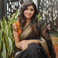 Kala Black-Orange Cotton Silk Saree