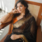 Kala Black-Orange Cotton Silk Saree