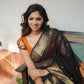 Kala Black-Orange Cotton Silk Saree