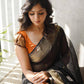 Kala Black-Orange Cotton Silk Saree