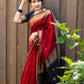 Kala Red-Black Cotton Silk Saree