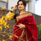 Kala Red-Black Cotton Silk Saree