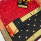 Kala Red-Black Cotton Silk Saree