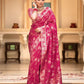 Designer Litchi Silk Printed Saree With Unstitched Blouse