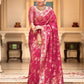 Designer Litchi Silk Printed Saree With Unstitched Blouse