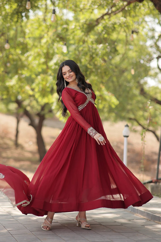 Premium Readymade Alia Cut Gowns & Dressess & Dresses with Dupatta Set