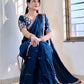 Luxurious Heavy Rangoli Silk Saree with Intricate Fancy Embroidery and Sequins, Fully Stitched Blouse Included