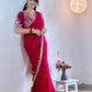 Luxurious Heavy Rangoli Silk Saree with Intricate Fancy Embroidery and Sequins, Fully Stitched Blouse Included