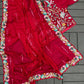 Luxurious Heavy Rangoli Silk Saree with Intricate Fancy Embroidery and Sequins, Fully Stitched Blouse Included