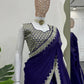 Navy Blue Georgette Saree – Intricate 9MM Sequins & Thread Work