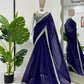 Navy Blue Georgette Saree – Intricate 9MM Sequins & Thread Work