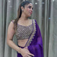 Navy Blue Georgette Saree – Intricate 9MM Sequins & Thread Work